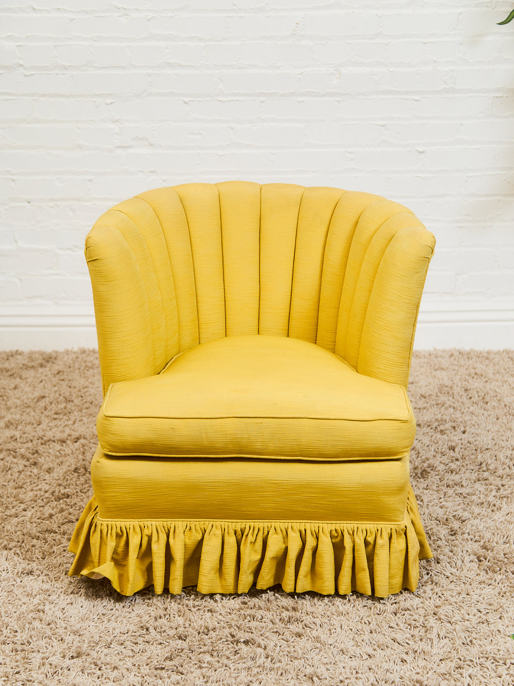 Vintage Channel-Back Slipper Chair in Goldenrod