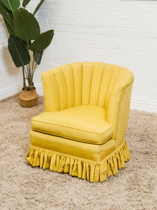 Vintage Channel-Back Slipper Chair in Goldenrod
