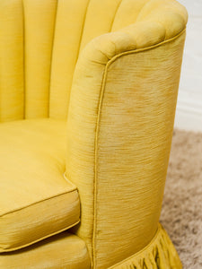 Vintage Channel-Back Slipper Chair in Goldenrod