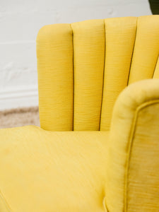 Vintage Channel-Back Slipper Chair in Goldenrod