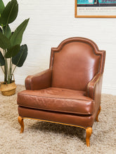 Load image into Gallery viewer, Traditional Leather Bergère Armchair with Nailhead Trim by Baker Furniture co
