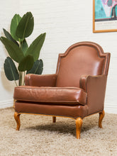 Load image into Gallery viewer, Traditional Leather Bergère Armchair with Nailhead Trim by Baker Furniture co
