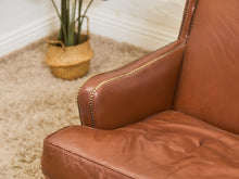 Load image into Gallery viewer, Traditional Leather Bergère Armchair with Nailhead Trim by Baker Furniture co
