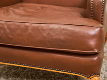 Load image into Gallery viewer, Traditional Leather Bergère Armchair with Nailhead Trim by Baker Furniture co
