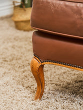 Load image into Gallery viewer, Traditional Leather Bergère Armchair with Nailhead Trim by Baker Furniture co
