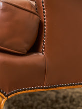 Load image into Gallery viewer, Traditional Leather Bergère Armchair with Nailhead Trim by Baker Furniture co

