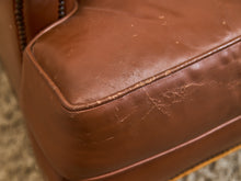 Load image into Gallery viewer, Traditional Leather Bergère Armchair with Nailhead Trim by Baker Furniture co
