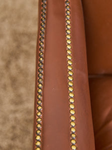 Traditional Leather Bergère Armchair with Nailhead Trim by Baker Furniture co