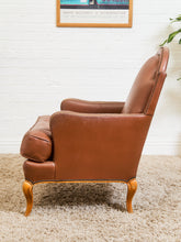Load image into Gallery viewer, Traditional Leather Bergère Armchair with Nailhead Trim by Baker Furniture co

