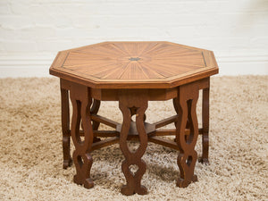 Sunburst Octagon Side Table with Sculpted Legs