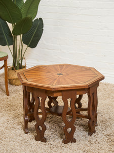 Sunburst Octagon Side Table with Sculpted Legs