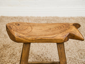 Fish Carved Wood Stool