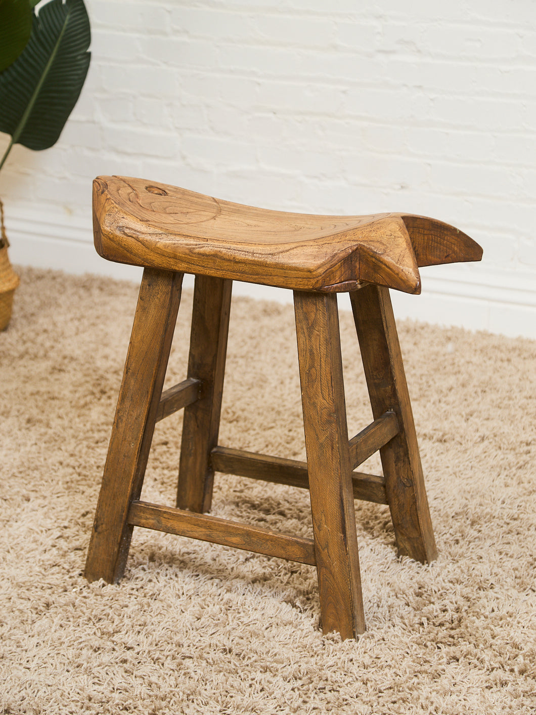 Fish Carved Wood Stool