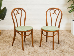 Antique Thonet Chair with Green Upholstery