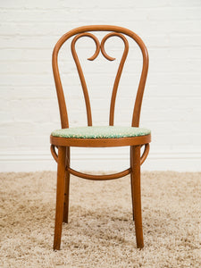Antique Thonet Chair with Green Upholstery