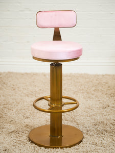 Art Deco Style Stool Adjustable Pink