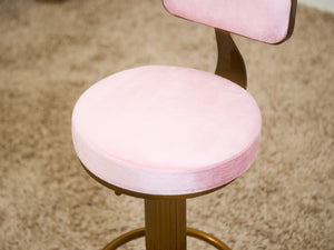 Art Deco Style Stool Adjustable Pink