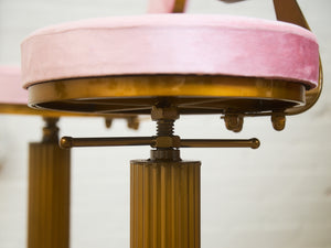 Art Deco Style Stool Adjustable Pink