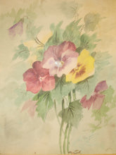 Load image into Gallery viewer, Hand-Painted Pansy Still Life in white and Gold Frame
