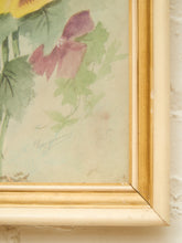 Load image into Gallery viewer, Hand-Painted Pansy Still Life in white and Gold Frame
