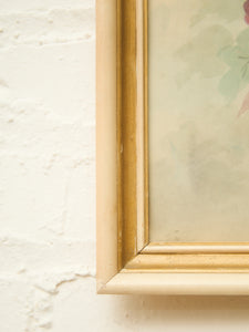 Hand-Painted Pansy Still Life in white and Gold Frame