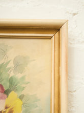 Load image into Gallery viewer, Hand-Painted Pansy Still Life in white and Gold Frame
