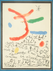 Joan Miró Hommage à Georges Braque Origibal Numbered Lithograph
