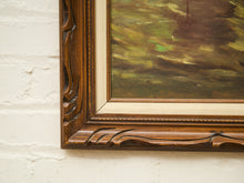 Load image into Gallery viewer, Harbor at Dusk Vintage Coastal Oil Painting
