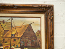 Load image into Gallery viewer, Harbor at Dusk Vintage Coastal Oil Painting
