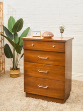 Load image into Gallery viewer, Mid-Century Walnut Tallboy Dresser with Chrome Pulls
