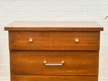 Load image into Gallery viewer, Mid-Century Walnut Tallboy Dresser with Chrome Pulls
