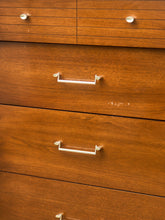 Load image into Gallery viewer, Mid-Century Walnut Tallboy Dresser with Chrome Pulls
