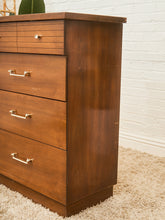 Load image into Gallery viewer, Mid-Century Walnut Tallboy Dresser with Chrome Pulls
