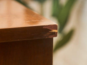 Mid-Century Walnut Tallboy Dresser with Chrome Pulls