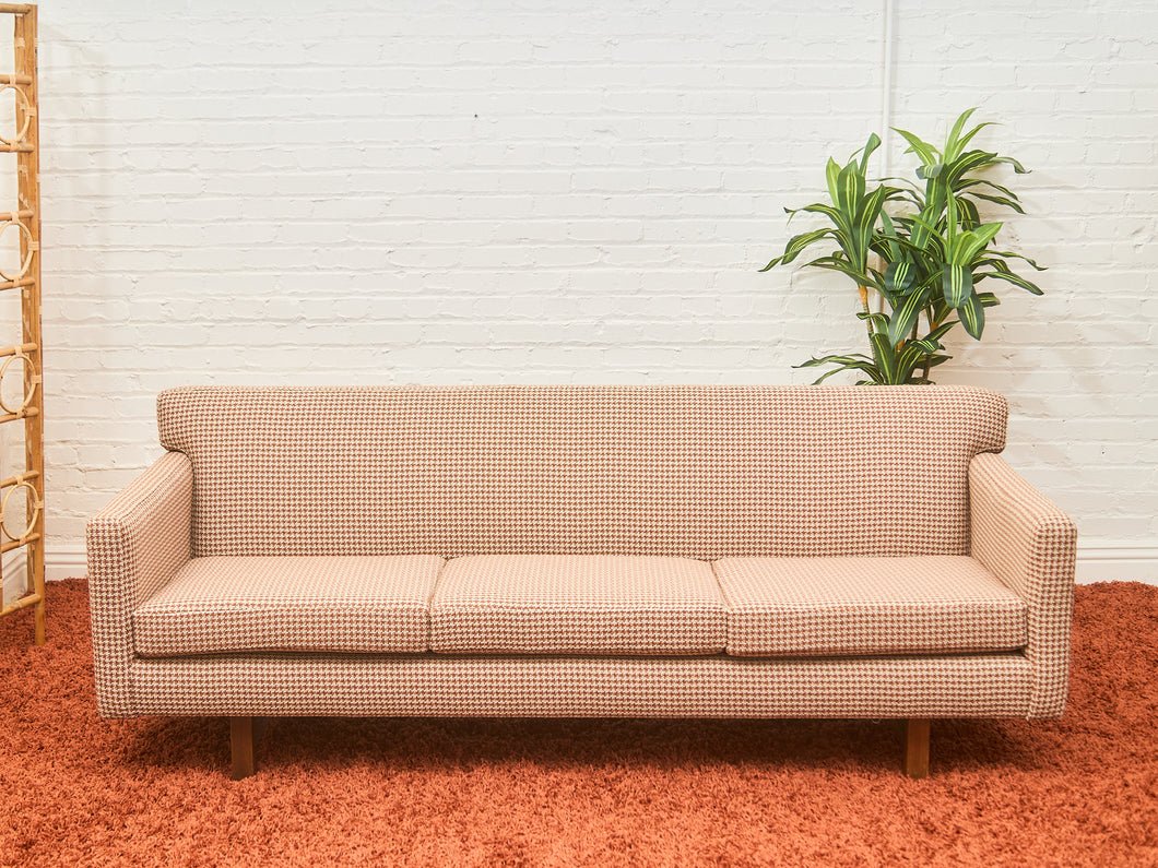 Houndstooth Amber 1960’s Handsome Sofa