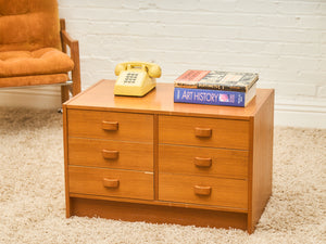 Teak 6 drawer Lowboy Credenza