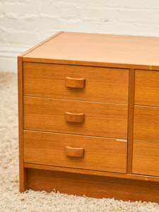 Teak 6 drawer Lowboy Credenza