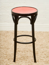 Load image into Gallery viewer, Rare set of 3 Black and Red Orange Thonet Stools
