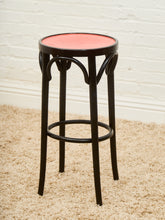 Load image into Gallery viewer, Rare set of 3 Black and Red Orange Thonet Stools
