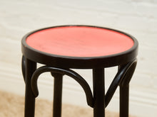 Load image into Gallery viewer, Rare set of 3 Black and Red Orange Thonet Stools
