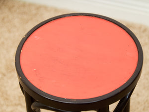 Rare set of 3 Black and Red Orange Thonet Stools