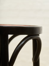 Load image into Gallery viewer, Rare set of 3 Black and Red Orange Thonet Stools
