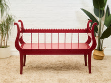 Load image into Gallery viewer, Red Lacquered Distressed Neoclassical Settee with Sculptural Silhouette
