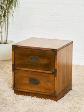 Load image into Gallery viewer, Pair of Vintage Formica Campaign Nightstands
