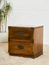 Load image into Gallery viewer, Pair of Vintage Formica Campaign Nightstands

