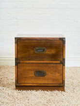 Load image into Gallery viewer, Pair of Vintage Formica Campaign Nightstands
