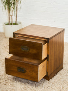 Pair of Vintage Formica Campaign Nightstands