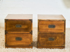 Pair of Vintage Formica Campaign Nightstands