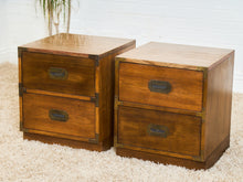 Load image into Gallery viewer, Pair of Vintage Formica Campaign Nightstands
