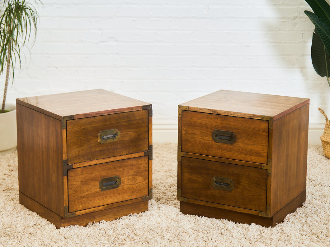 Pair of Vintage Formica Campaign Nightstands